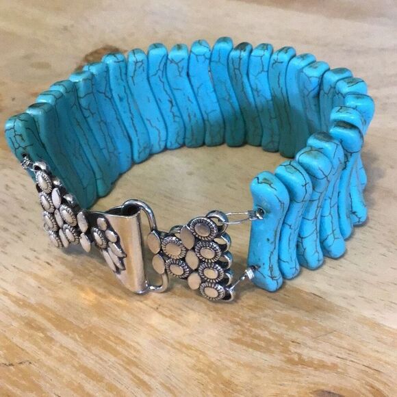 Bracelet, Turquoise & Sterling Silver Bracelet, NEW, 8.5", Handmade, Artisan - Picture 3 of 8
